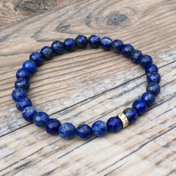 Lapis bracelet, throat chakra, crystal healing bracelet, September birthstone - Picture 1 of 9